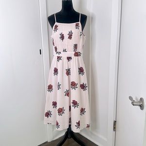Ann Taylor Factory pink floral spaghetti strap dress with full skirt size 10